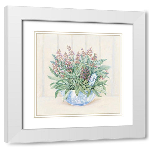 Sage White Modern Wood Framed Art Print with Double Matting by Searle, Anne