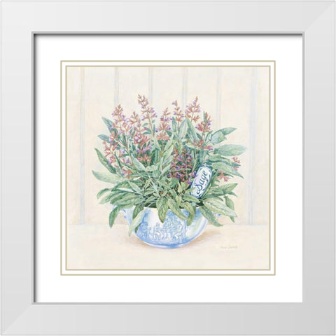 Sage White Modern Wood Framed Art Print with Double Matting by Searle, Anne