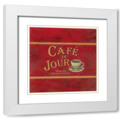 Cafe du Jour White Modern Wood Framed Art Print with Double Matting by Alderson, Lisa