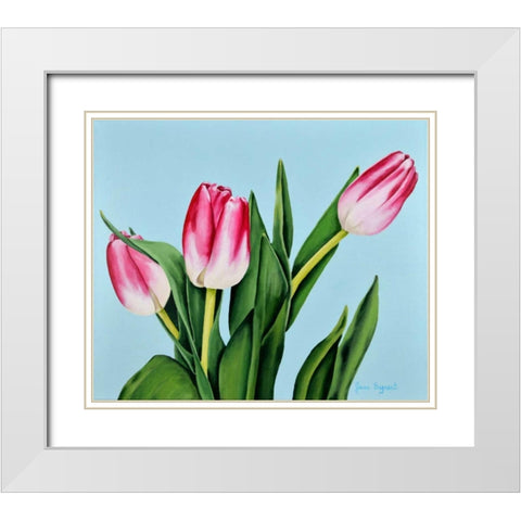 Spring Tulips White Modern Wood Framed Art Print with Double Matting by Segrest, Jane