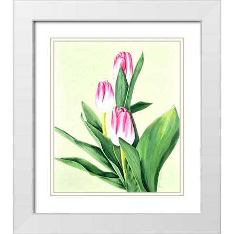 Three Tulips White Modern Wood Framed Art Print with Double Matting by Segrest, Jane