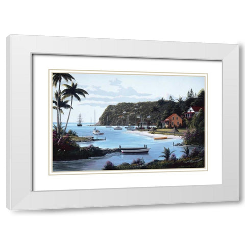 Island Paradise White Modern Wood Framed Art Print with Double Matting by Saunders, Bill