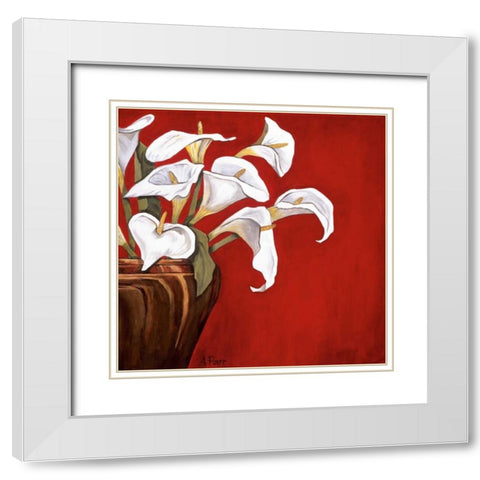 Callas on Red White Modern Wood Framed Art Print with Double Matting by Parr, Ann