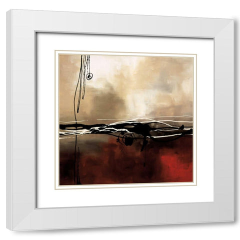 Symphony in Red and Khaki I White Modern Wood Framed Art Print with Double Matting by Maitland, Laurie
