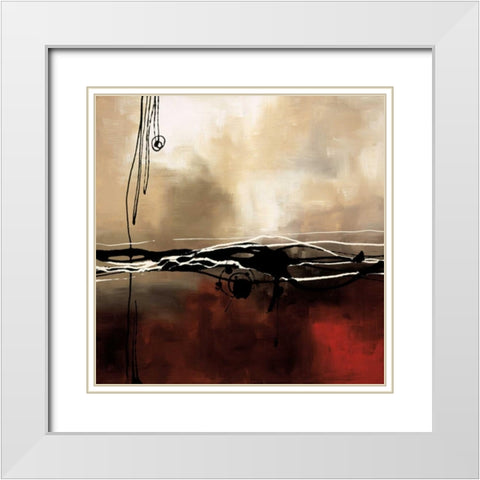 Symphony in Red and Khaki I White Modern Wood Framed Art Print with Double Matting by Maitland, Laurie