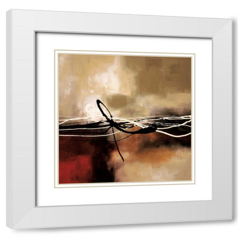 Symphony in Red and Khaki II White Modern Wood Framed Art Print with Double Matting by Maitland, Laurie