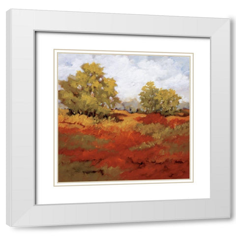 Scarlet Fields I White Modern Wood Framed Art Print with Double Matting by Baynes, Maija