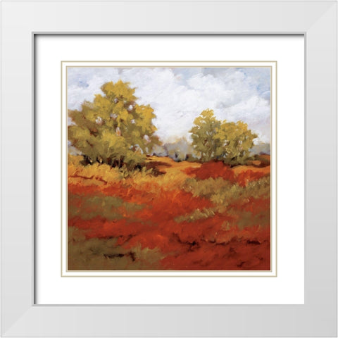 Scarlet Fields I White Modern Wood Framed Art Print with Double Matting by Baynes, Maija