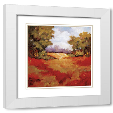 Scarlet Fields II White Modern Wood Framed Art Print with Double Matting by Baynes, Maija