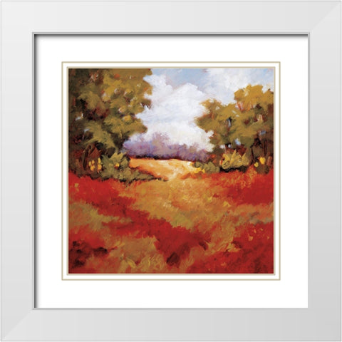Scarlet Fields II White Modern Wood Framed Art Print with Double Matting by Baynes, Maija