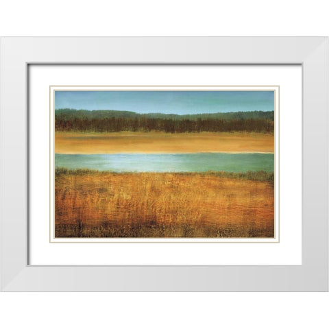 Riverside White Modern Wood Framed Art Print with Double Matting by Gold, Caroline