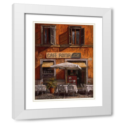Cafe Roma White Modern Wood Framed Art Print with Double Matting by Surridge, Malcolm