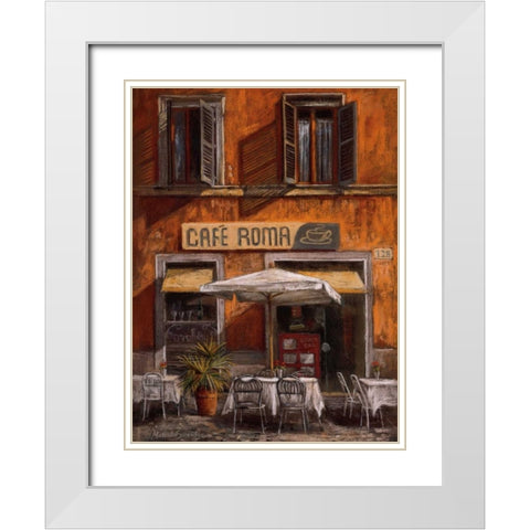 Cafe Roma White Modern Wood Framed Art Print with Double Matting by Surridge, Malcolm