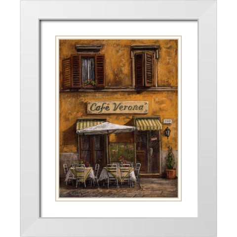 Cafe Verona White Modern Wood Framed Art Print with Double Matting by Surridge, Malcolm