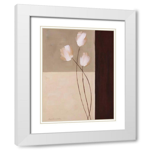 Floral Whispers I White Modern Wood Framed Art Print with Double Matting by Parker, Karen Lorena