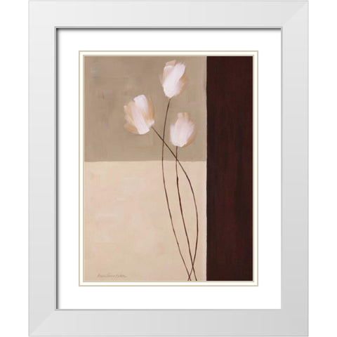 Floral Whispers I White Modern Wood Framed Art Print with Double Matting by Parker, Karen Lorena