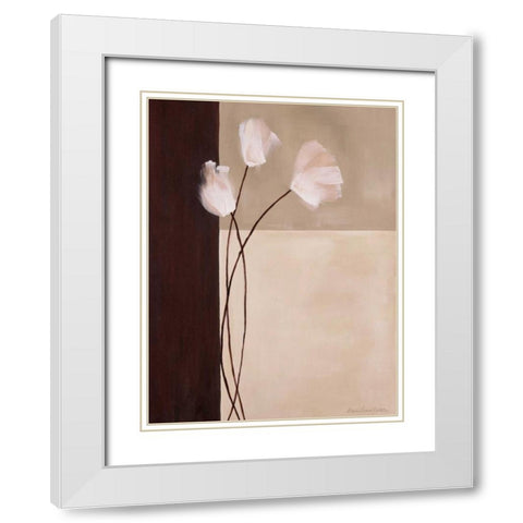 Floral Whispers II White Modern Wood Framed Art Print with Double Matting by Parker, Karen Lorena