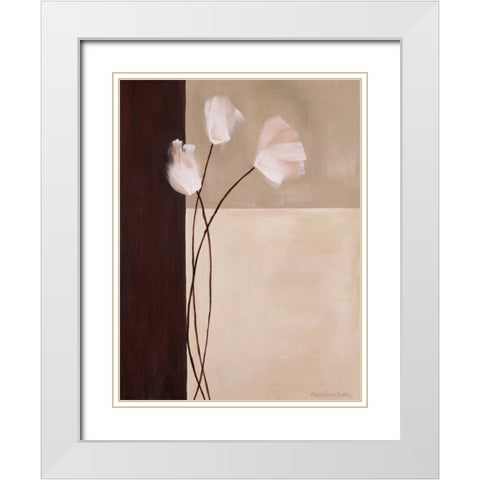 Floral Whispers II White Modern Wood Framed Art Print with Double Matting by Parker, Karen Lorena
