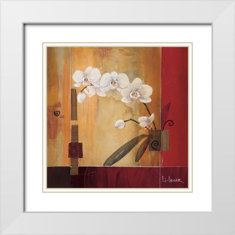 Orchid Lines II White Modern Wood Framed Art Print with Double Matting by Li-Leger, Don