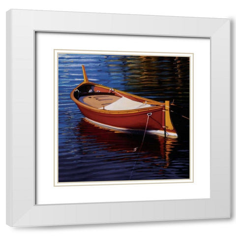 Piccolo Barca Rossa White Modern Wood Framed Art Print with Double Matting by Swimm, Tom