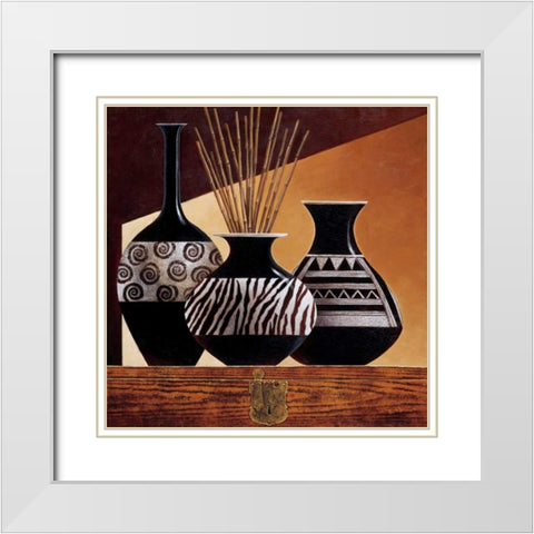 Patterns in Ebony I White Modern Wood Framed Art Print with Double Matting by Mallett, Keith