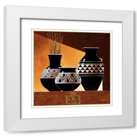 Patterns in Ebony II White Modern Wood Framed Art Print with Double Matting by Mallett, Keith