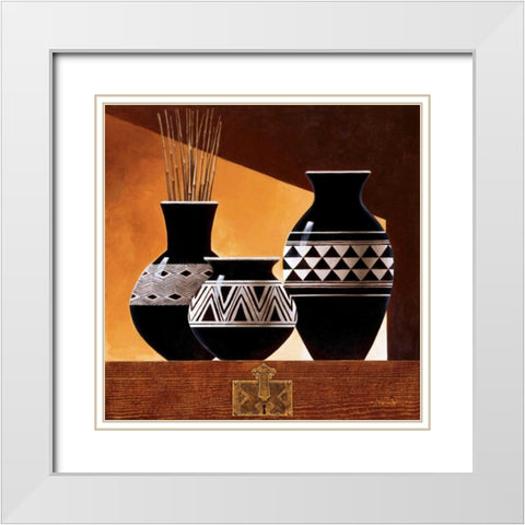 Patterns in Ebony II White Modern Wood Framed Art Print with Double Matting by Mallett, Keith
