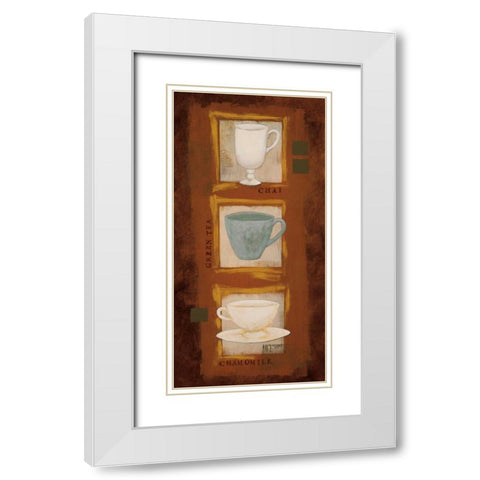 Tea Time White Modern Wood Framed Art Print with Double Matting by Vindedzis, Rita
