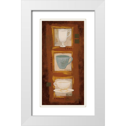 Tea Time White Modern Wood Framed Art Print with Double Matting by Vindedzis, Rita