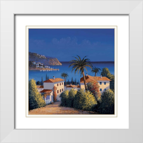 Mediterranean Morning Shadows I White Modern Wood Framed Art Print with Double Matting by Short, David