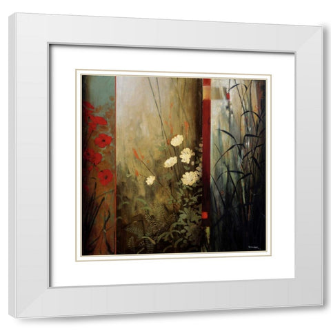Rainforest Poppies White Modern Wood Framed Art Print with Double Matting by Li-Leger, Don