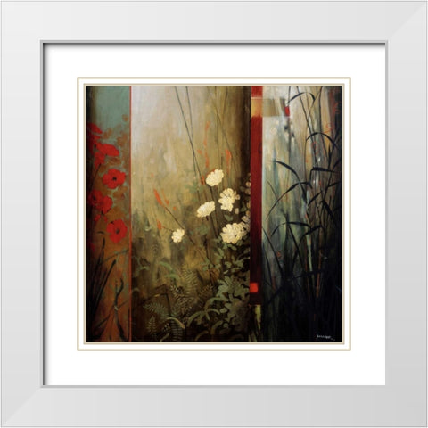 Rainforest Poppies White Modern Wood Framed Art Print with Double Matting by Li-Leger, Don