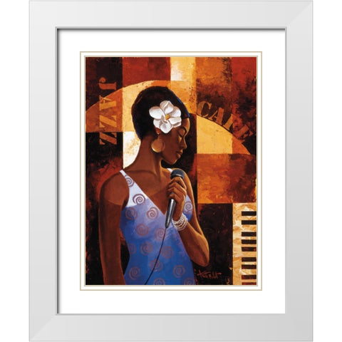 Jazz Cafe White Modern Wood Framed Art Print with Double Matting by Mallett, Keith