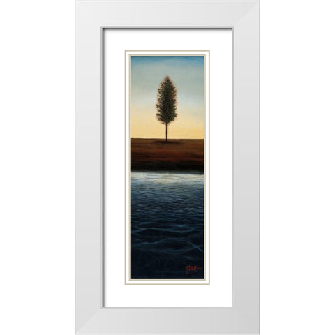 Across the Water I - Blue Landscape White Modern Wood Framed Art Print with Double Matting by St.Germain, Patrick