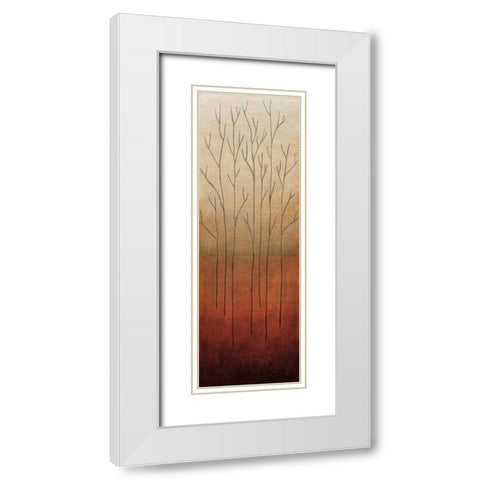 Branch Rouge II White Modern Wood Framed Art Print with Double Matting by Eve