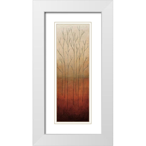 Branch Rouge II White Modern Wood Framed Art Print with Double Matting by Eve