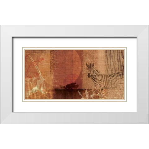 Safari Sunset I White Modern Wood Framed Art Print with Double Matting by Venter, Tandi