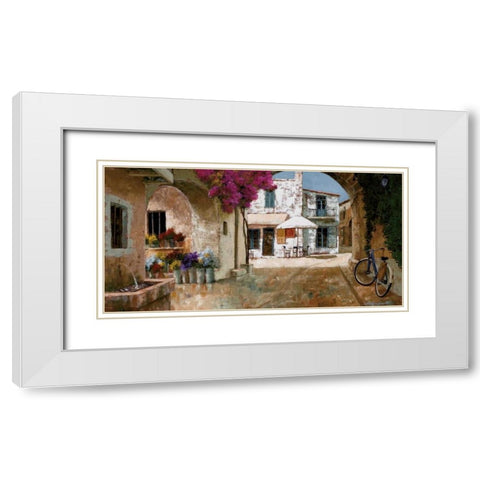 Picking Up Flowers White Modern Wood Framed Art Print with Double Matting by Archambault, Gilles
