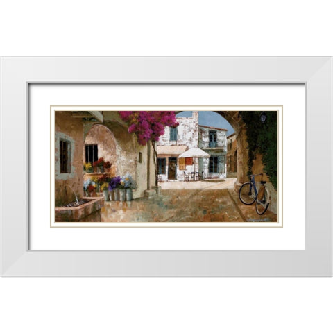 Picking Up Flowers White Modern Wood Framed Art Print with Double Matting by Archambault, Gilles