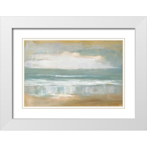 Shoreline White Modern Wood Framed Art Print with Double Matting by Gold, Caroline