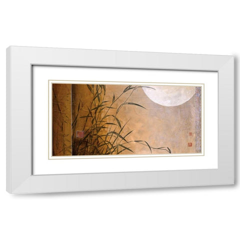 Lakeside Moonrise White Modern Wood Framed Art Print with Double Matting by Li-Leger, Don