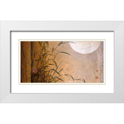Lakeside Moonrise White Modern Wood Framed Art Print with Double Matting by Li-Leger, Don