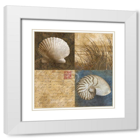 Seaside Memories I White Modern Wood Framed Art Print with Double Matting by Mallett, Keith