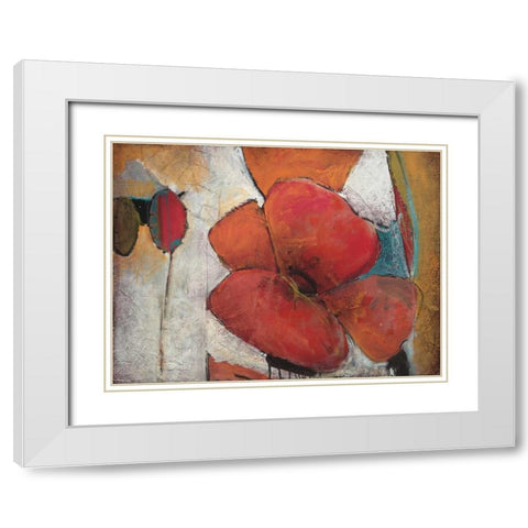 Full Blossom I White Modern Wood Framed Art Print with Double Matting by Li-Leger, Don