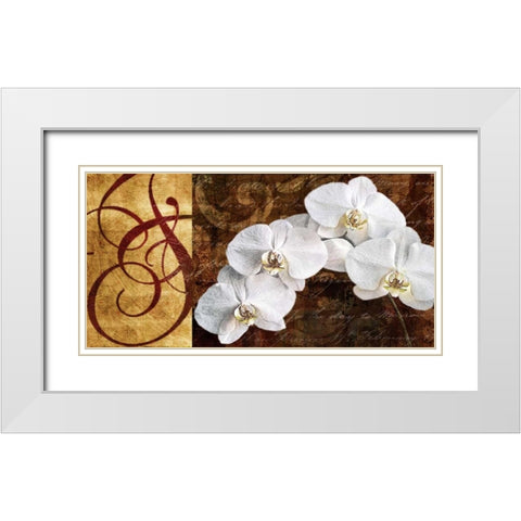 Moonlit Orchids White Modern Wood Framed Art Print with Double Matting by Mallett, Keith