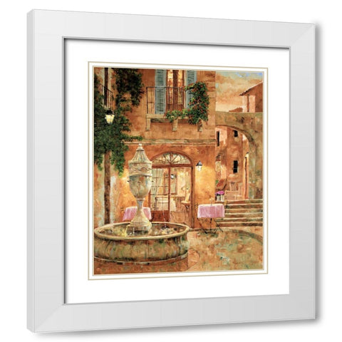 Evening at the Fountain White Modern Wood Framed Art Print with Double Matting by Archambault, Gilles