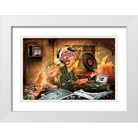 DJ Frank White Modern Wood Framed Art Print with Double Matting by Adam Perez
