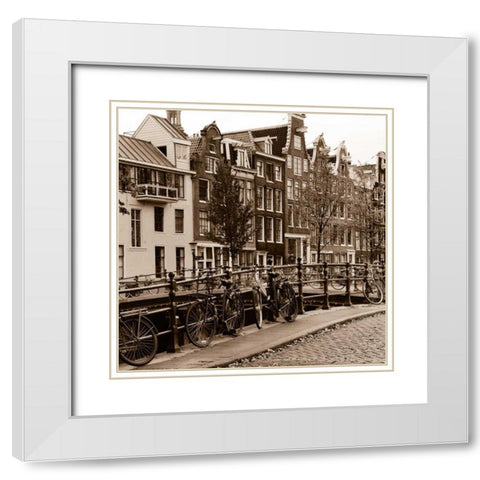 Autumn in Amsterdam I White Modern Wood Framed Art Print with Double Matting by Maihara, Jeff