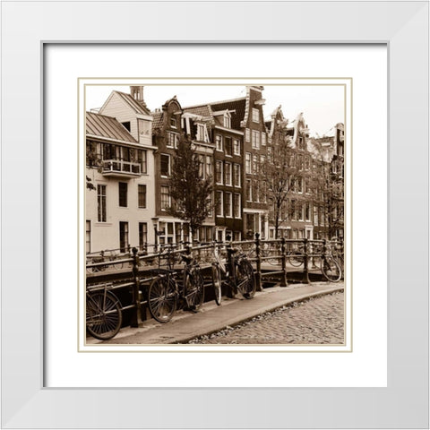 Autumn in Amsterdam I White Modern Wood Framed Art Print with Double Matting by Maihara, Jeff