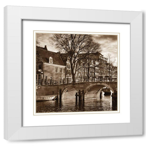 Autumn in Amsterdam II White Modern Wood Framed Art Print with Double Matting by Maihara, Jeff